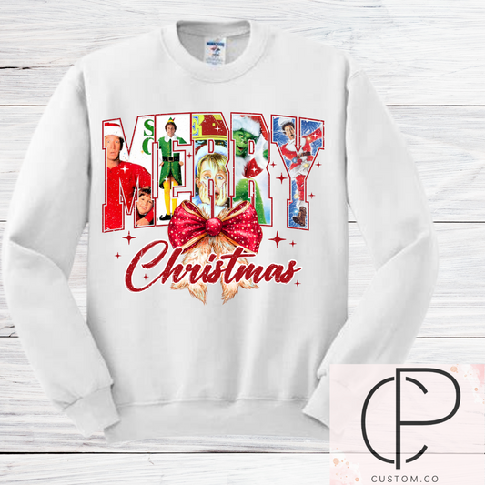 oldie movie with bow Christmas crewneck, Christmas crewneck