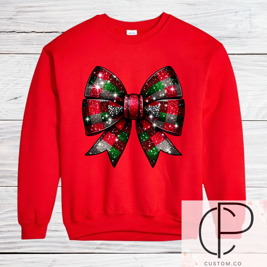 Red bow crewneck, christmas apparel